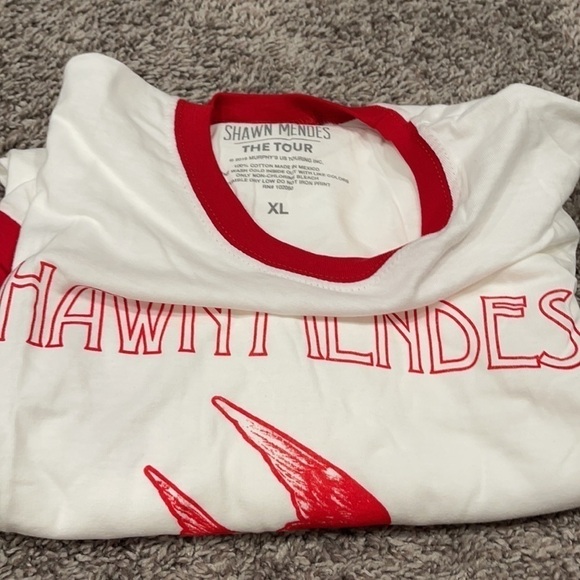 Shawn Mendes The Tour 2019 Mens Graphic T-Shirt White Red Ringer Neck Cotton - Picture 5 of 5